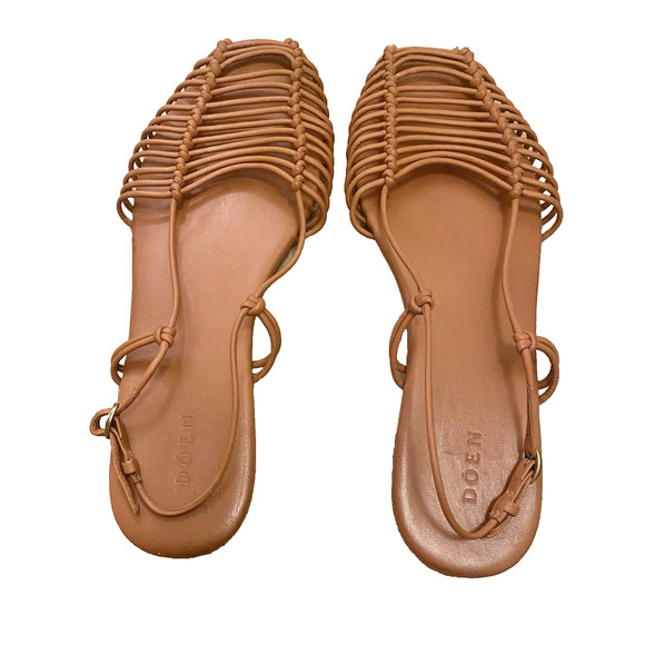 Doen Paloma Leather Sandals 40 9.5 Camel Slingback Boho Cottagecore - Picture 4 of 6